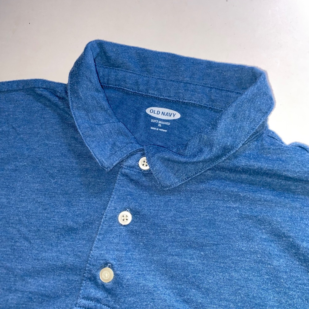 Old Navy Mens Soft-Washed Polo Shirt XL Blue Heathered Short Sleeve L321